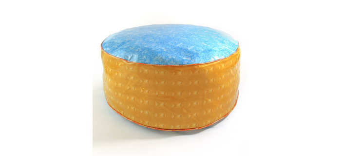 Pouf grande taille bleu&beige