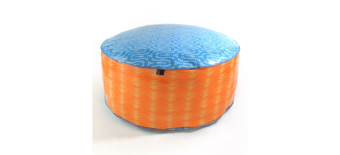 Pouf grande taille bleu et orange