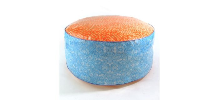 Pouf grande taille orange et bleue