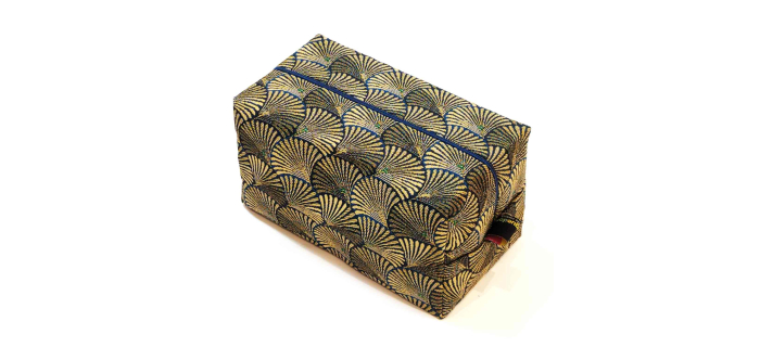 Trousse rectangle -  doré&bleu