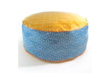 Pouf grande taille beige et bleu