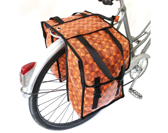 double sacoches vélo imperméable orange et noir