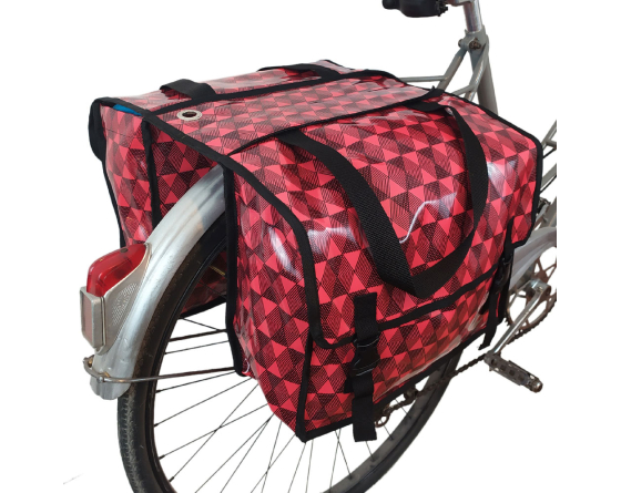 double sacoches vélo imperméable rose et noir