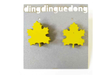 Boucles bois feuille 3 jaune