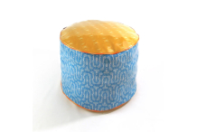 Pouf petite taille beige et bleu